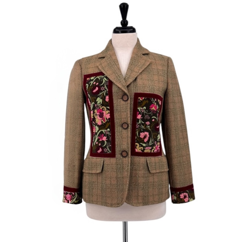 Vintage Harve Bernard Tweed Blazer with Floral Embroidery